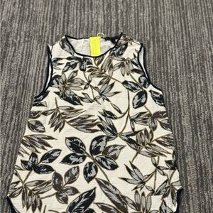 J. Crew Black and Brown Leaf Print Tank Top